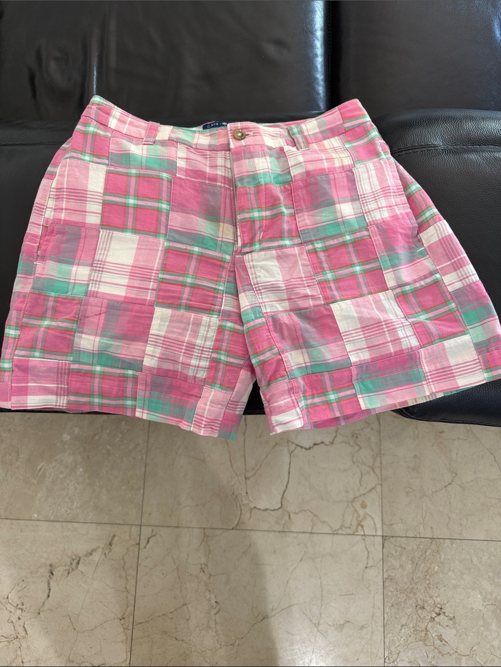Plaid Patchwork Bermuda Shorts in Pink